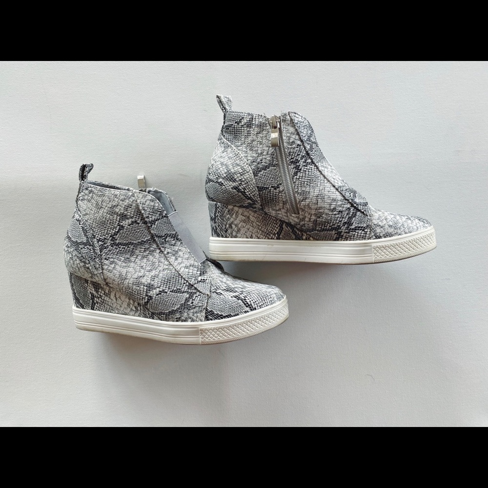 Snake Skin Wedged Sneakers